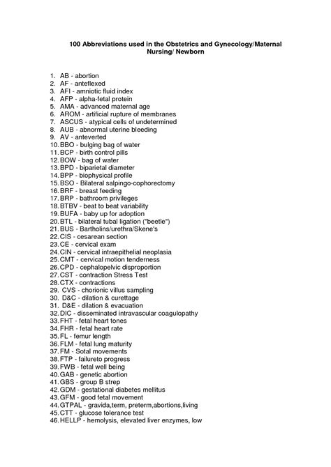 abbreviation for obstetrics and gynecology